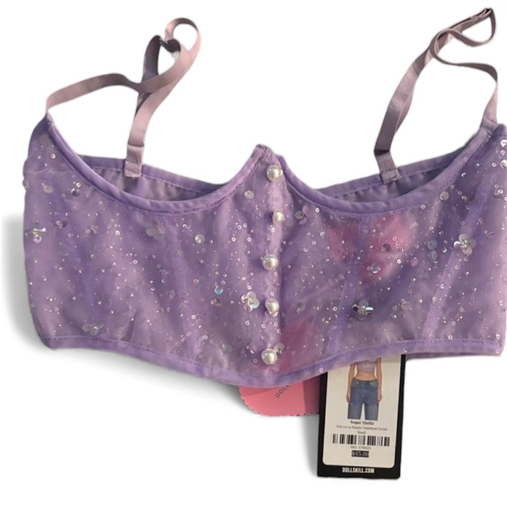Dolls Kill Sugar Thrillz sequin and pearl underbust corset NWT